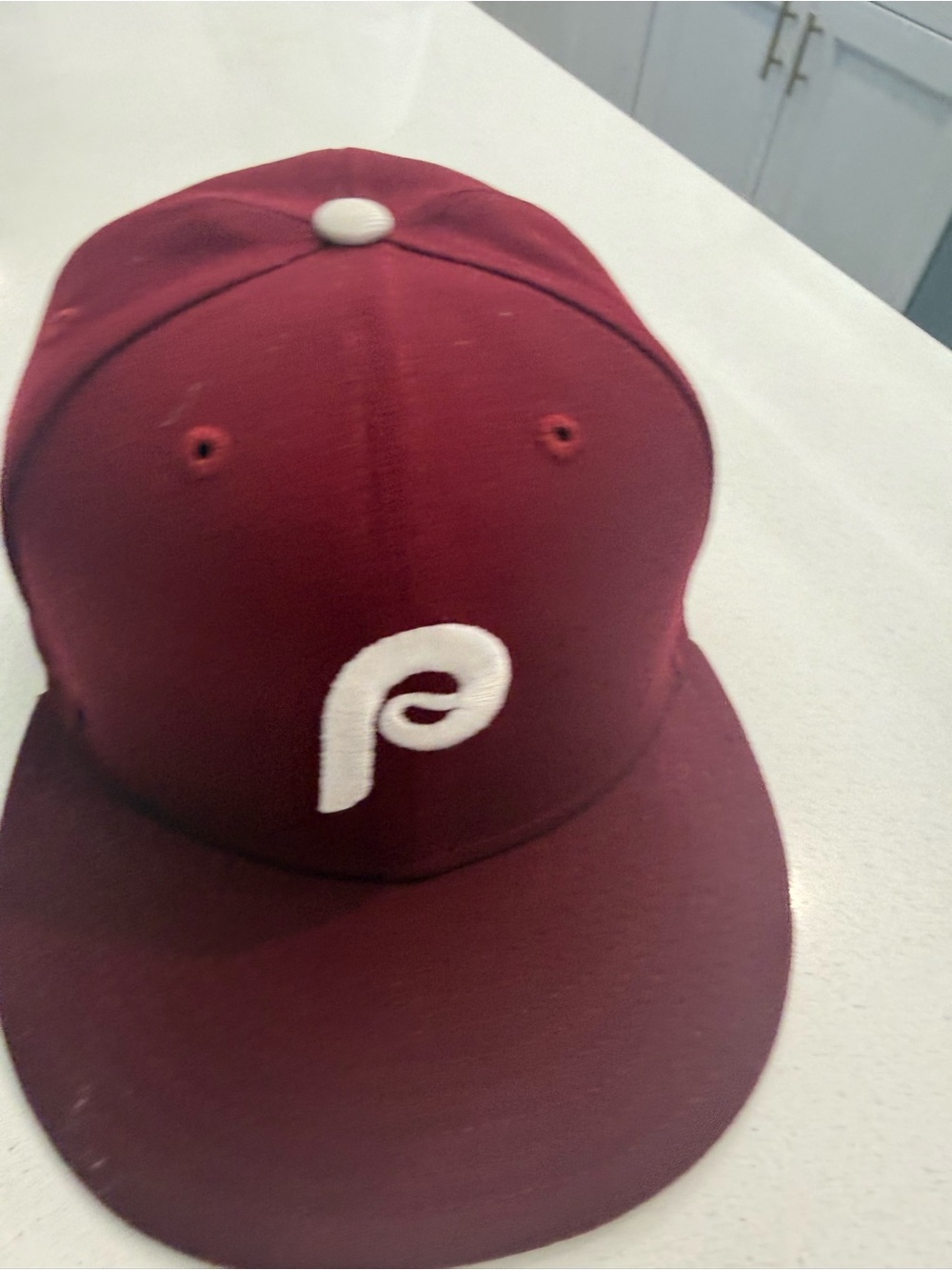Maroon Phillies Baseball Cap with White P Emblem